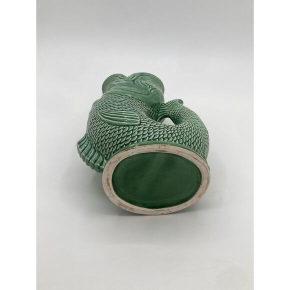 Vintage Green Gluggle Jug Fish Pitcher Dartmouth Pottery Style - Picture 4 of 4